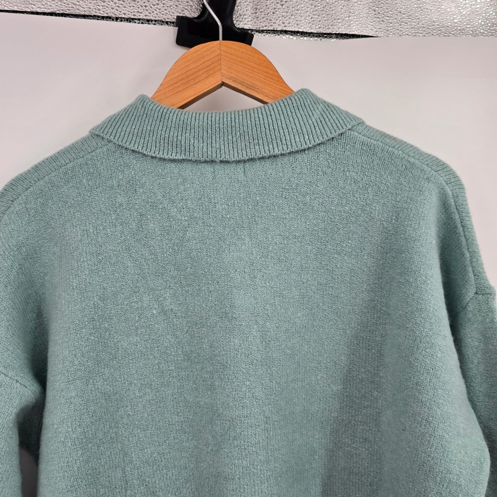 A New Day Womens Sage Green Heart Button‎ Collared Knit Cardigan Sweater Size M - Picture 4 of 11